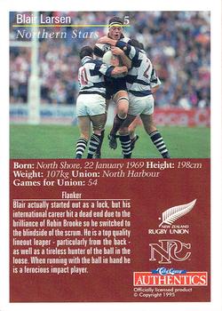 1995 Card Crazy Authentics Rugby Union NPC Superstars #5 Blair Larsen Back